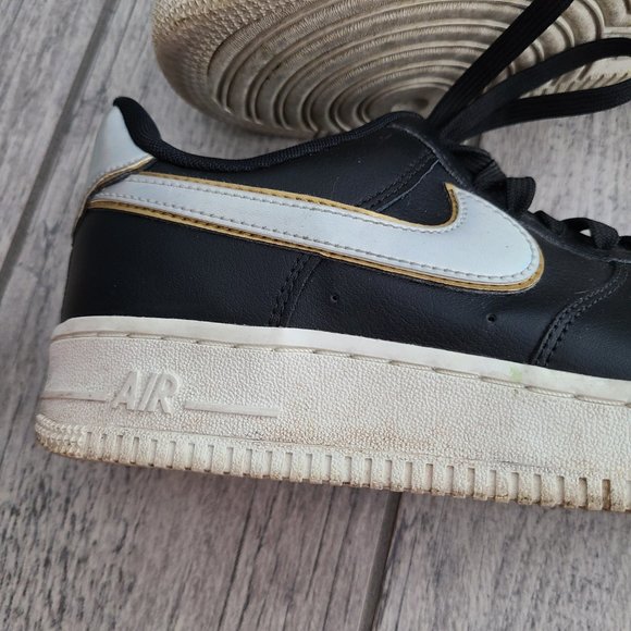 Nike Air Air Force 1 women's sneakers black white and gold size 7 - Picture 10 of 14